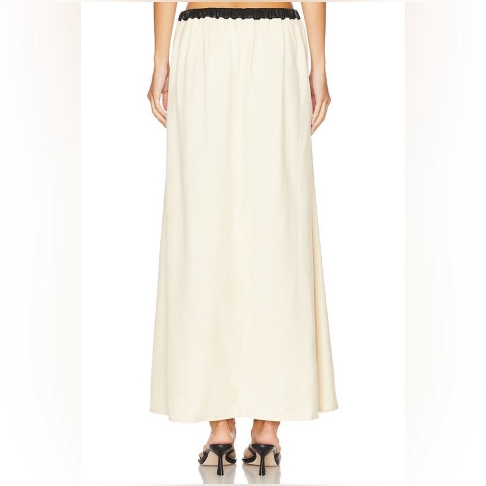WeWoreWhat Bow Maxi Skirt Linen and Vegan Leather Longline Size Medium M NWT - Picture 4 of 10